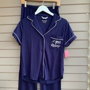 Kate Spade Pajamas Navy “In your dreams” PJ Set sz small NWT.